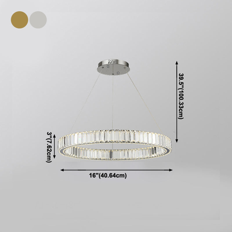 Modern Simple LED Chandelier Crystal Circular Pendant Light for Bedroom