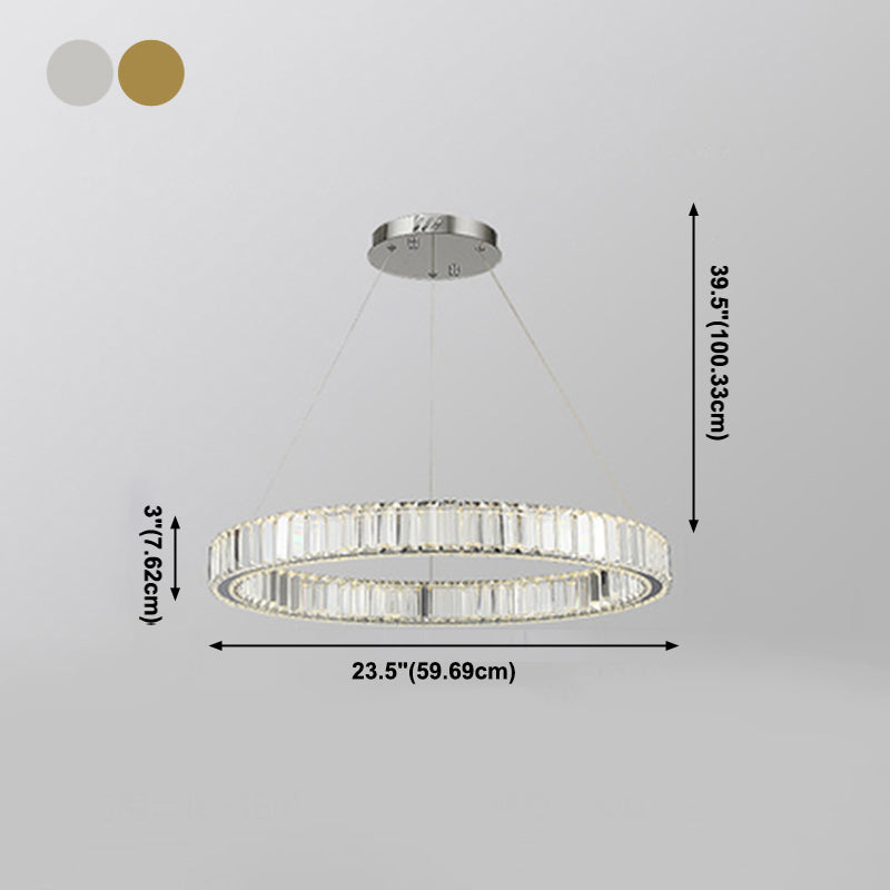 Modern Simple LED Chandelier Crystal Circular Pendant Light for Bedroom