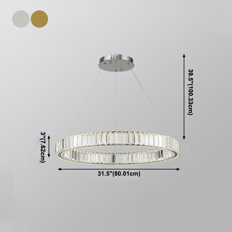 Modern Simple LED Chandelier Crystal Circular Pendant Light for Bedroom