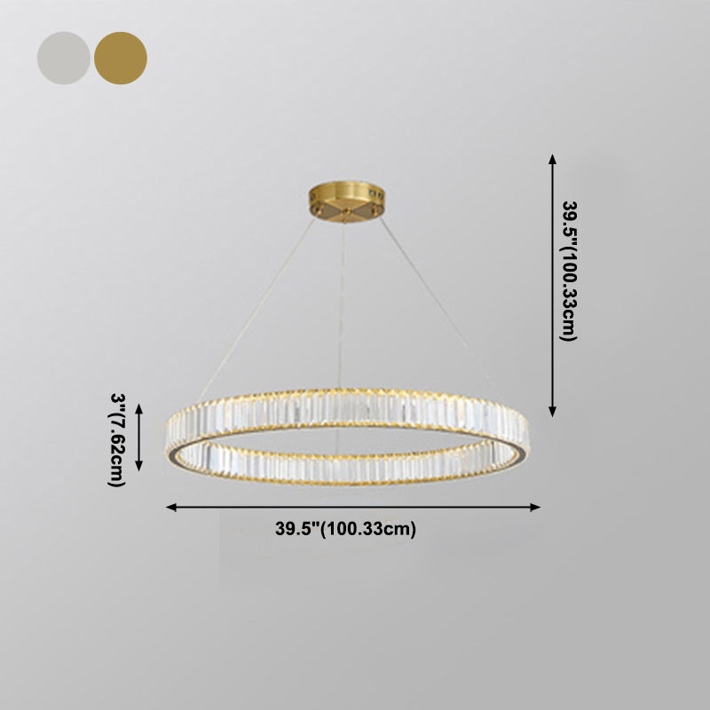 Modern Simple LED Chandelier Crystal Circular Pendant Light for Bedroom