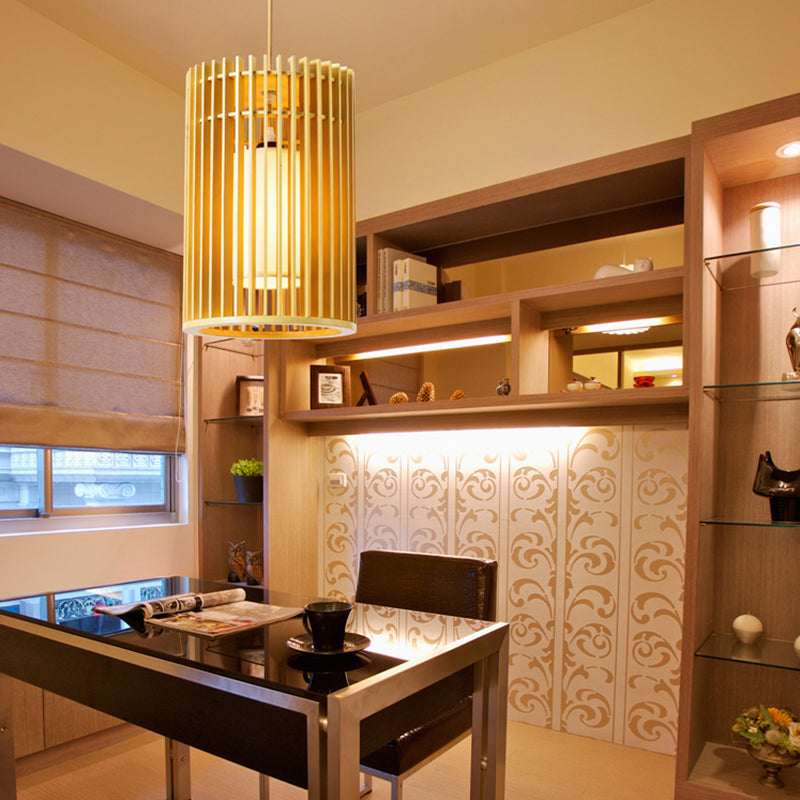 Modern Creative Creative Creative Light Legno Cilindrico lampada sospesa per gli spazi interni