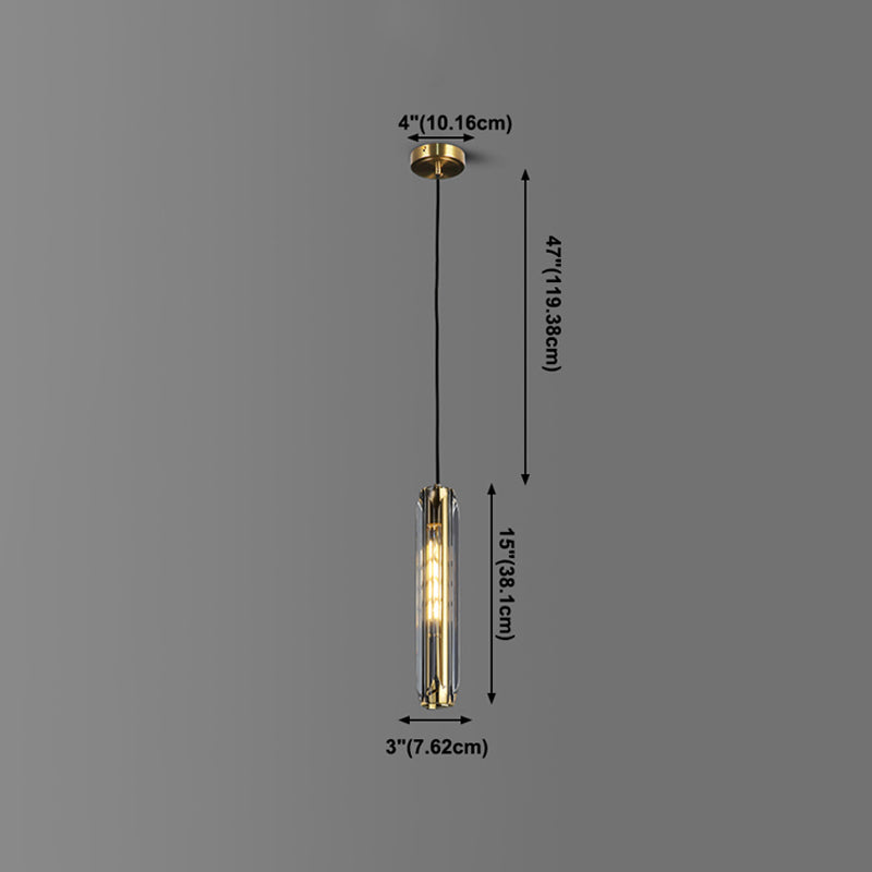 Lampada sospesa interna creativa moderna Copper cilindrico a sospensione con tonalità cristallina