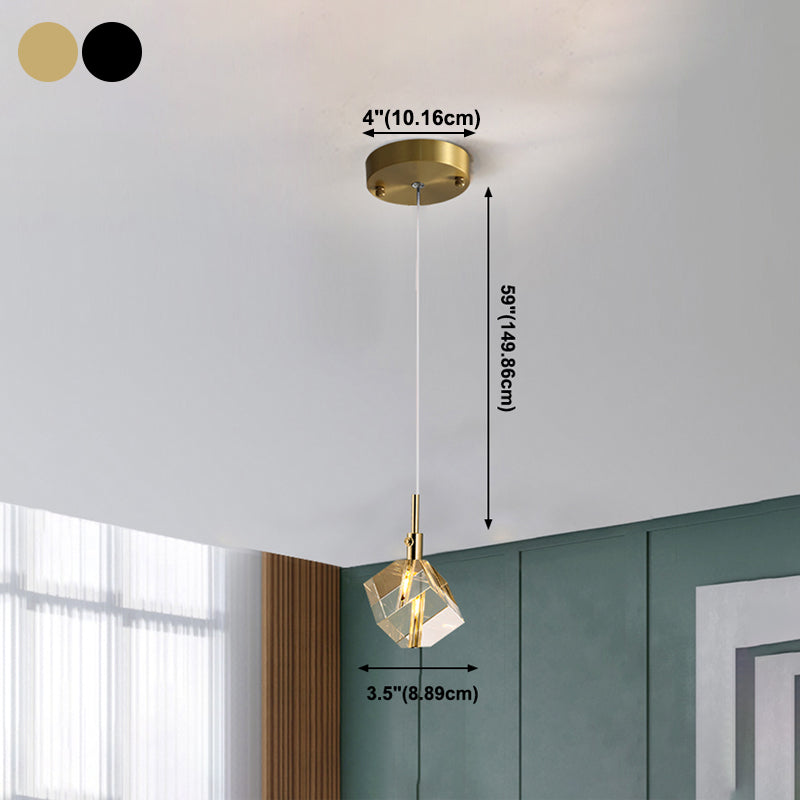 Electroplate Iron Pendant Light in Modern Luxury Style Crystal Square Hanging Lamp for Dining Room