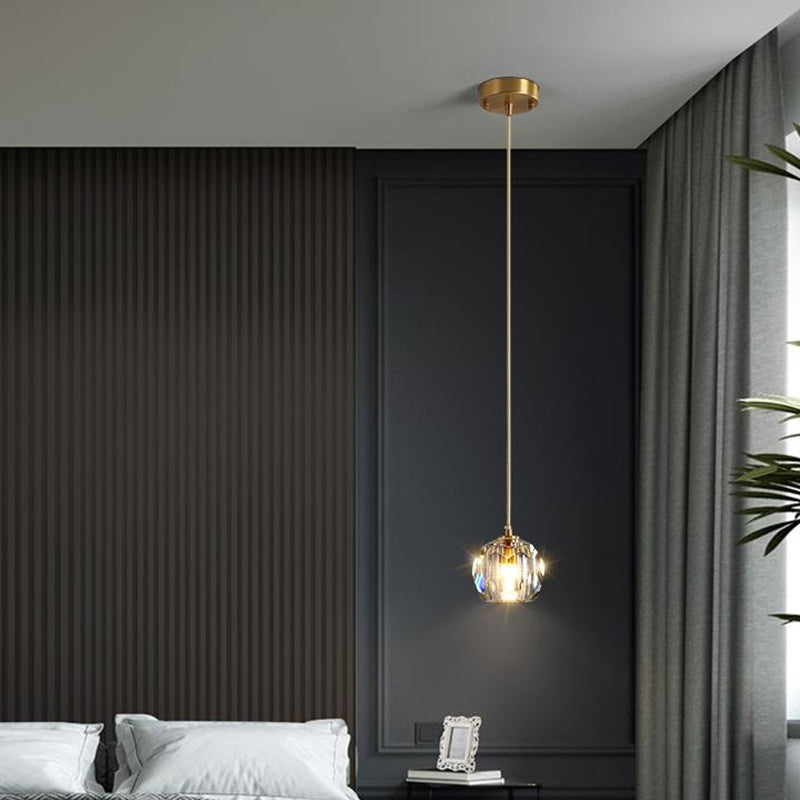 Luce a sospensione in oro cristallino in moderno stile in ferro battuto in ferro battuto lampada appesa per camera da letto
