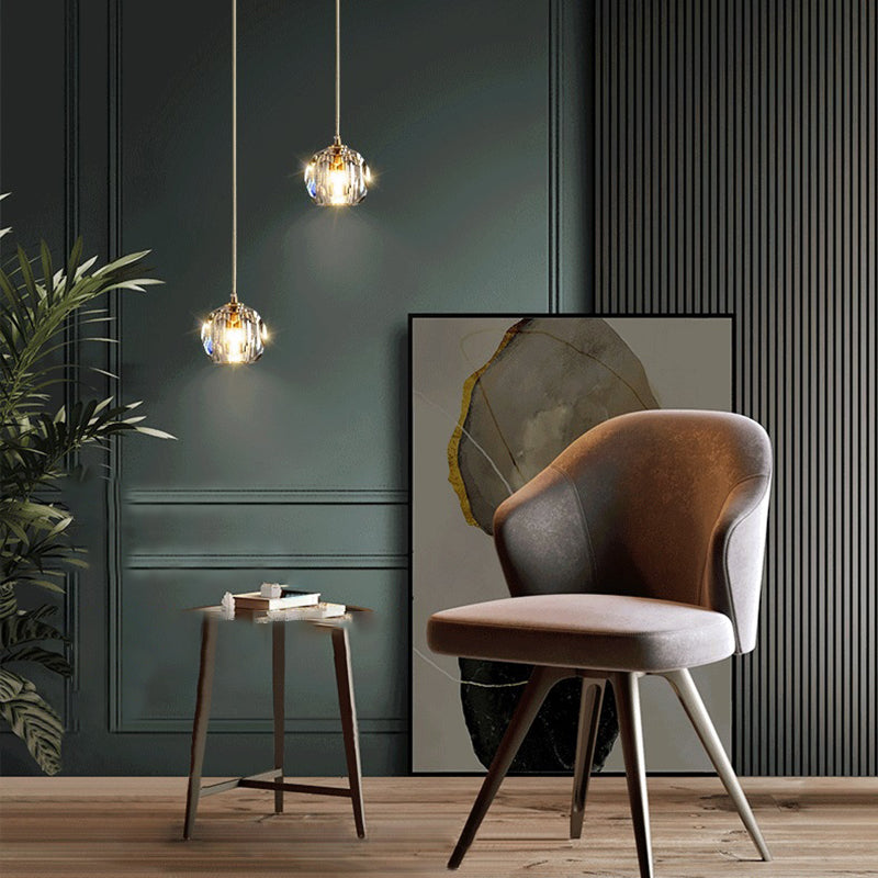 Luce a sospensione in oro cristallino in moderno stile in ferro battuto in ferro battuto lampada appesa per camera da letto