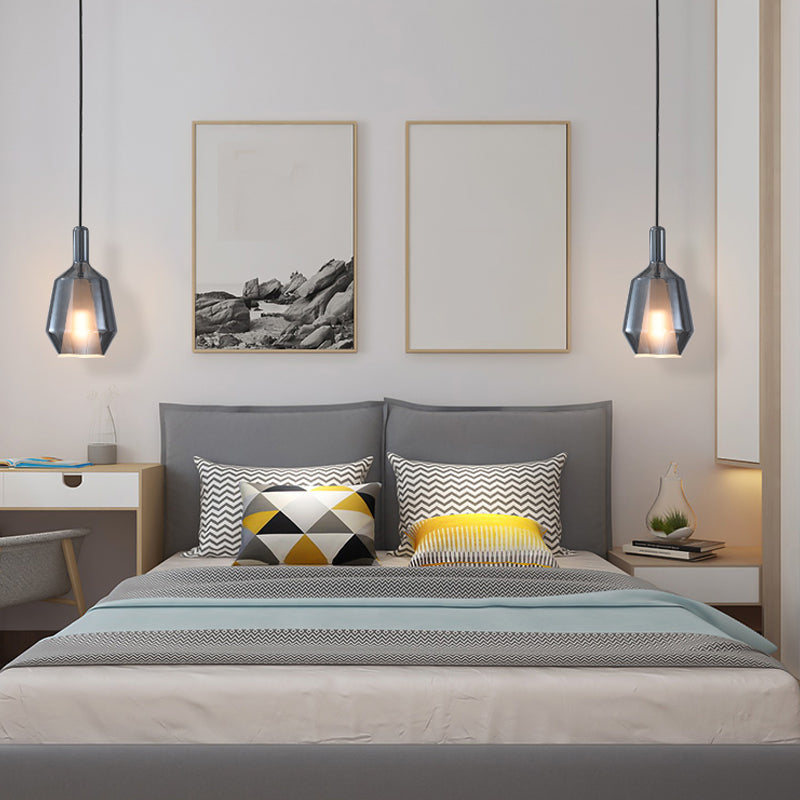 Light geometrica di ferro laccata a sospensione moderna a sospensione artistica con tonalità in vetro smerigliato