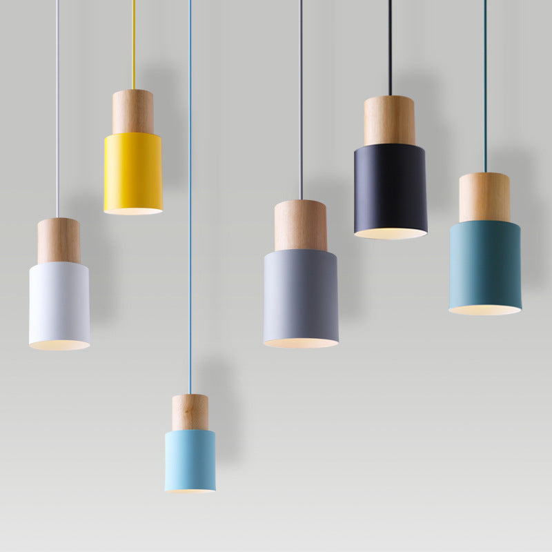 Modern Nordic Macaron Hanging Lamping Alluminio Cilindrico Light Penderant per spazi interni
