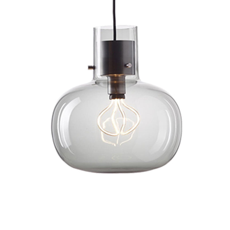 Glass Drum Pendant Light in Modern Creative Style Wrought Iron Hanging Lamp for Interior Spaces