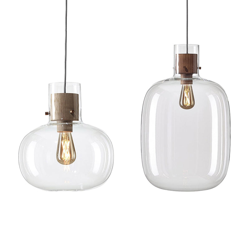 Glass Drum Pendant Light in Modern Creative Style Wrought Iron Hanging Lamp for Interior Spaces