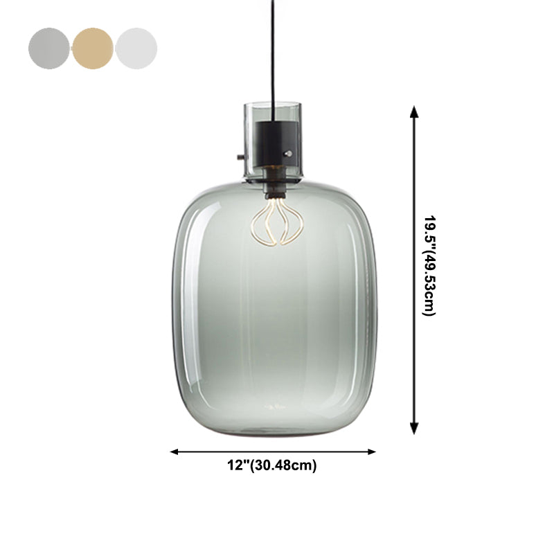 Glass Drum Pendant Light in Modern Creative Style Wrought Iron Hanging Lamp for Interior Spaces