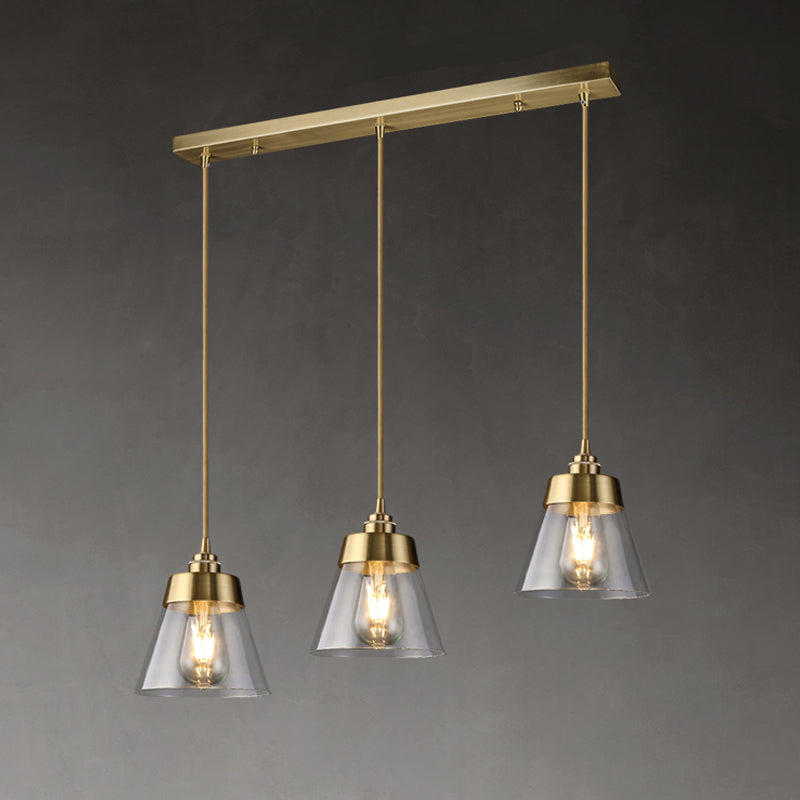 Glazen bronzen hangende lamp in moderne luxe stijl koper afgeknotte kegel hanger licht voor eetkamer