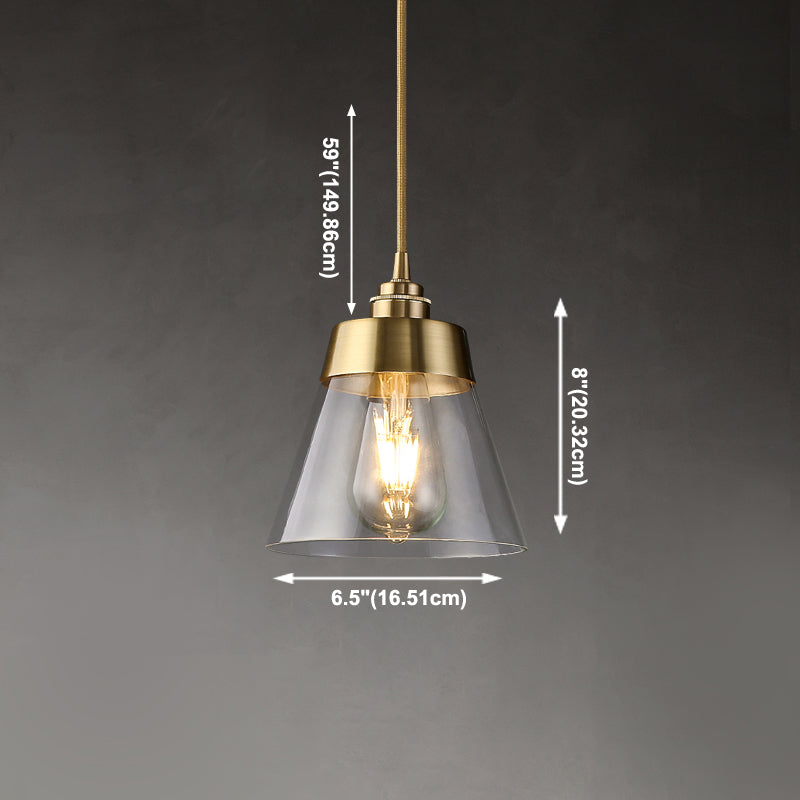 Glazen bronzen hangende lamp in moderne luxe stijl koper afgeknotte kegel hanger licht voor eetkamer