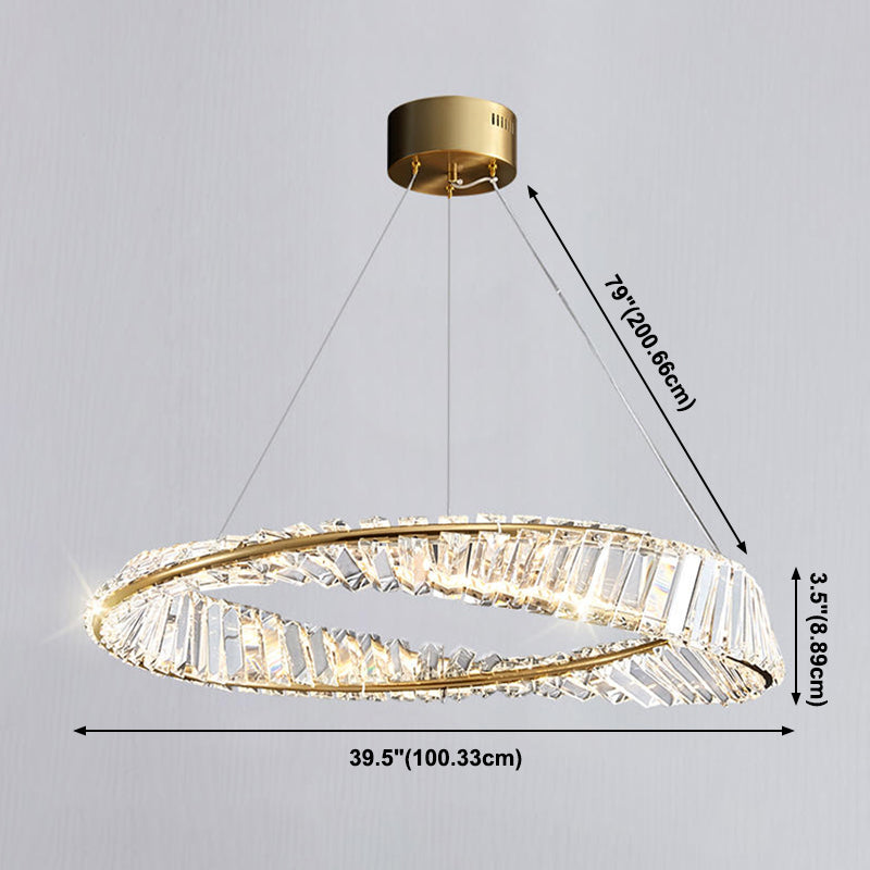 Modern Simple LED Hanging Pendant Light Crystal Circular Chandelier for Living Room