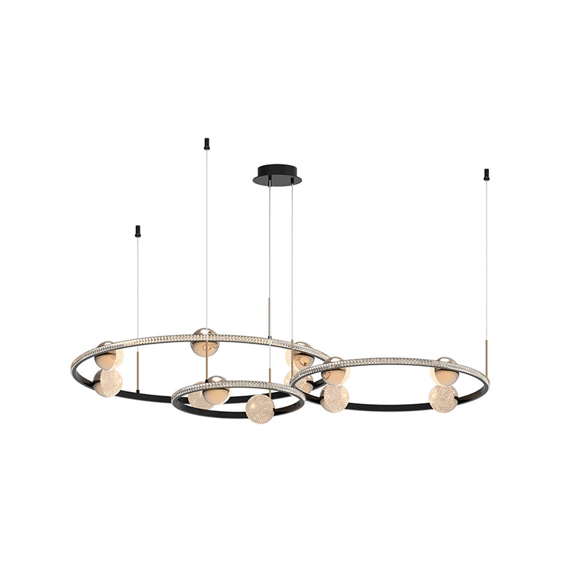 Black Ring Chandelier Light Fixture Creative Minimalist Acrylic LED Suspension Lamp