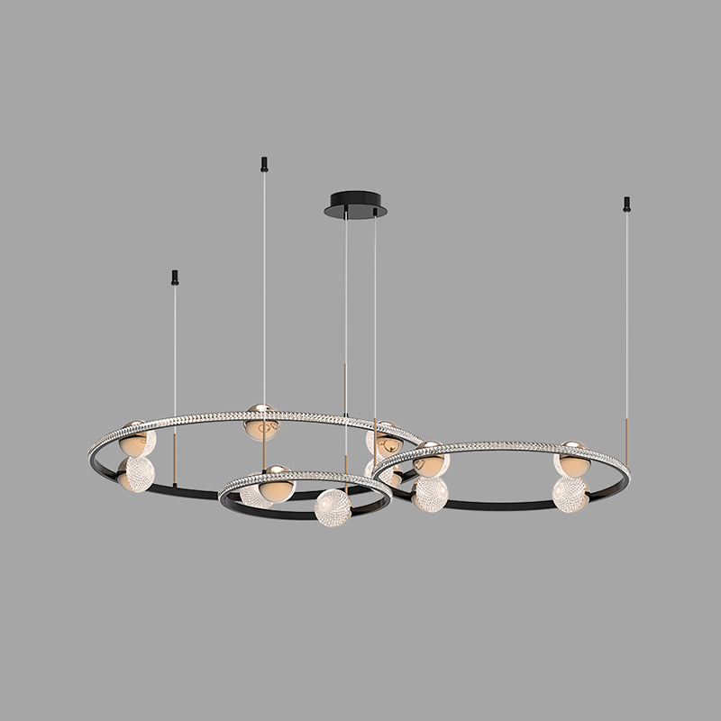 Black Ring Chandelier Light Fixture Creative Minimalist Acrylic LED Suspension Lamp