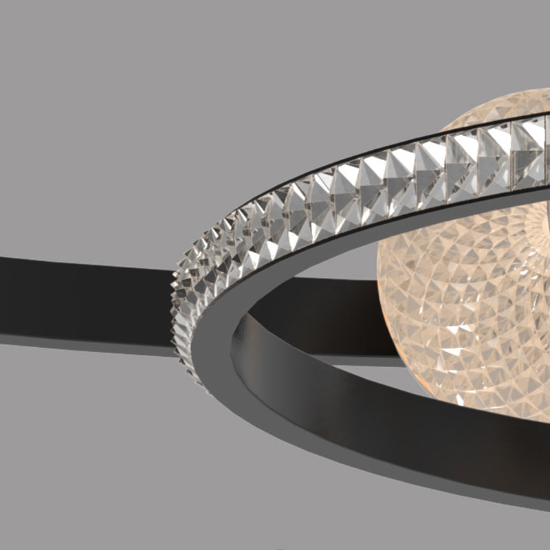 Black Ring Chandelier Light Fixture Creative Minimalist Acrylic LED Suspension Lamp