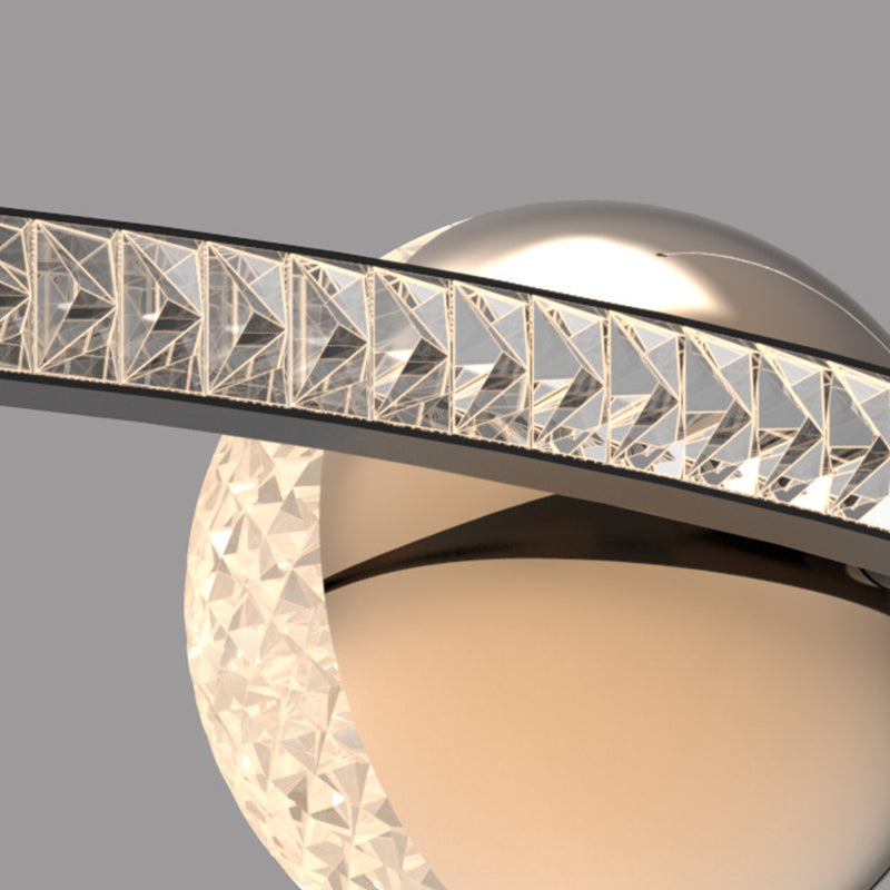 Black Ring Chandelier Light Fixture Creative Minimalist Acrylic LED Suspension Lamp