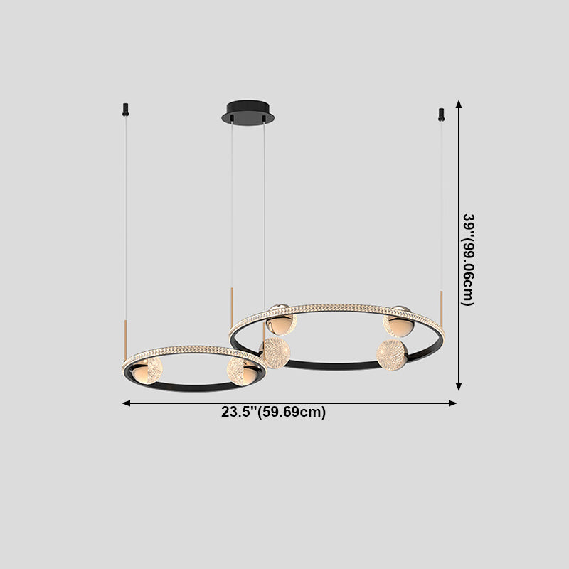 Black Ring Chandelier Light Fixture Creative Minimalist Acrylic LED Suspension Lamp