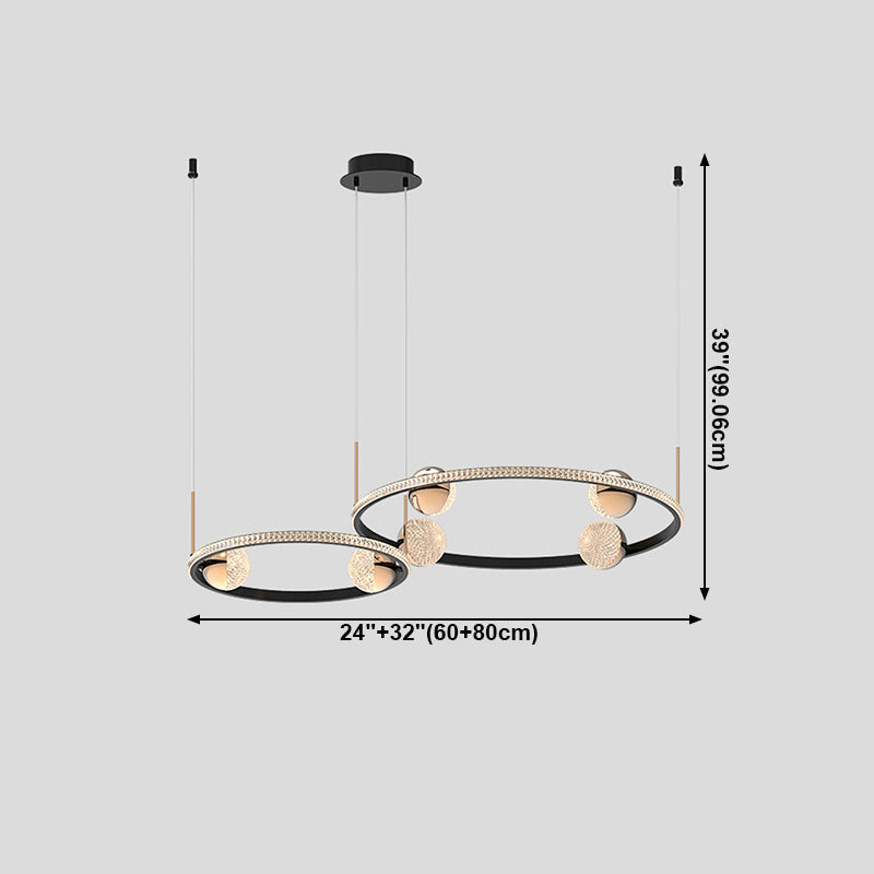 Black Ring Chandelier Light Fixture Creative Minimalist Acrylic LED Suspension Lamp
