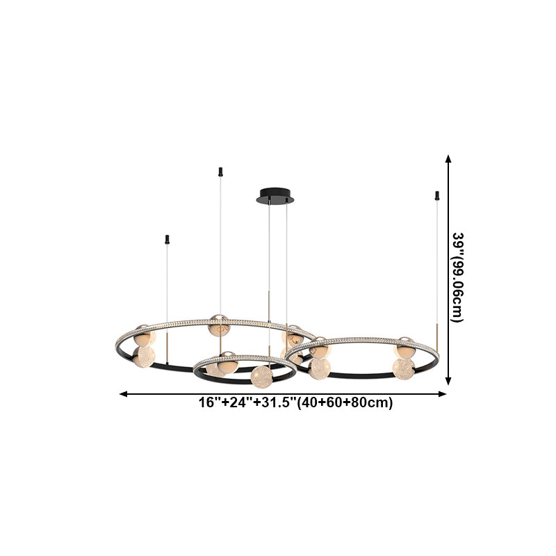 Black Ring Chandelier Light Fixture Creative Minimalist Acrylic LED Suspension Lamp
