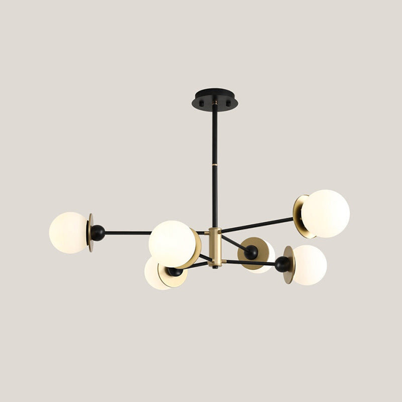 White Glass Chandelier Modern Style Suspended Lighting Fixture for Dining Room