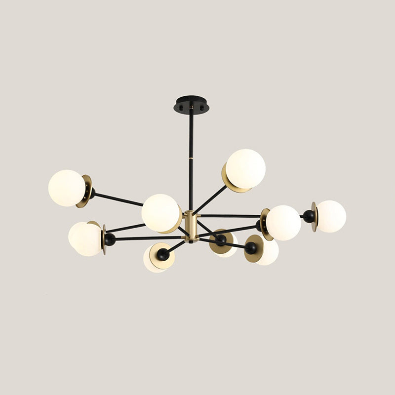 White Glass Chandelier Modern Style Suspended Lighting Fixture for Dining Room