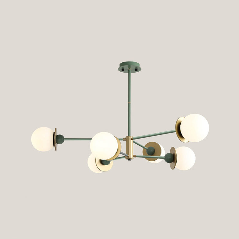 White Glass Chandelier Modern Style Suspended Lighting Fixture for Dining Room