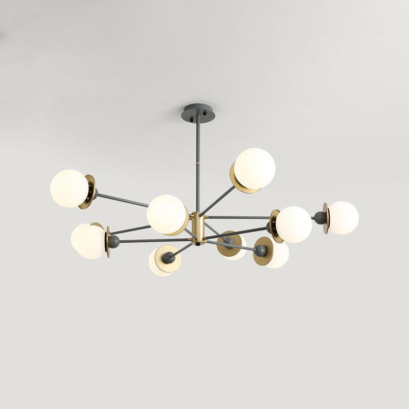 White Glass Chandelier Modern Style Suspended Lighting Fixture for Dining Room