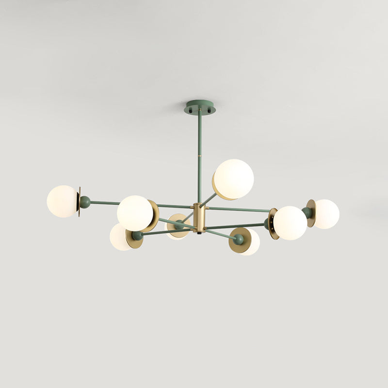 White Glass Chandelier Modern Style Suspended Lighting Fixture for Dining Room