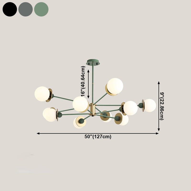 White Glass Chandelier Modern Style Suspended Lighting Fixture for Dining Room