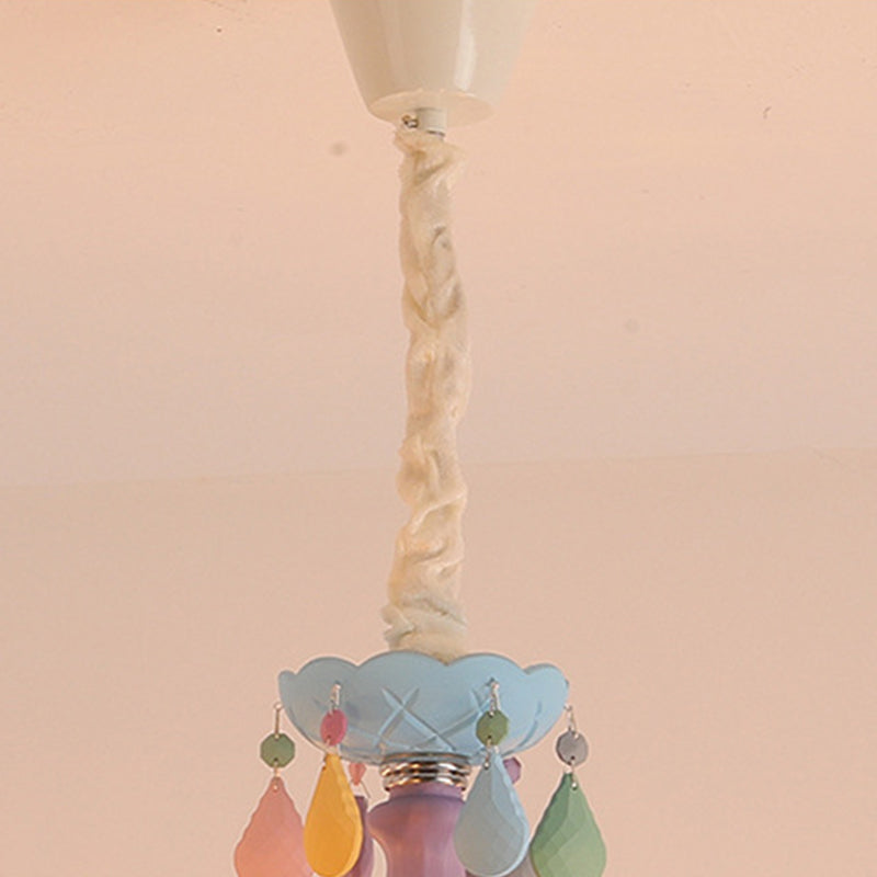 Colorful Candles Chandelier Macaron Style Pendant Lamp for Bedroom