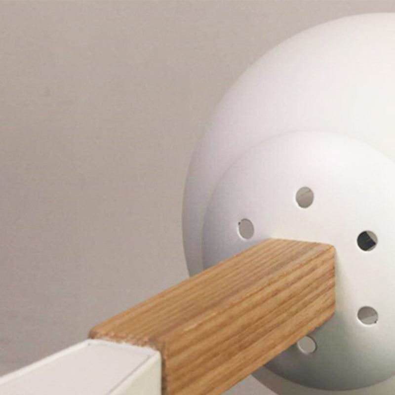 Living Room Chandelier Wooden Macaron Suspension Light with White Glass Shade