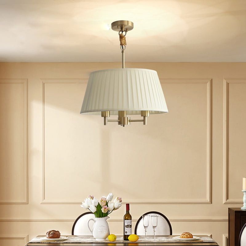 Classic Tapered Chandelier 3-Light Fabric Hanging Light Fixture for Dining Room