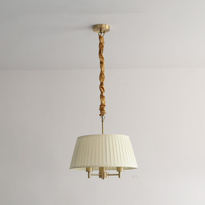 Classic Tapered Chandelier 3-Light Fabric Hanging Light Fixture for Dining Room
