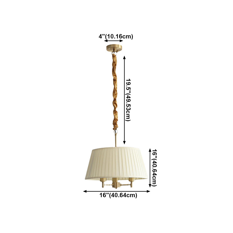 Classic Tapered Chandelier 3-Light Fabric Hanging Light Fixture for Dining Room
