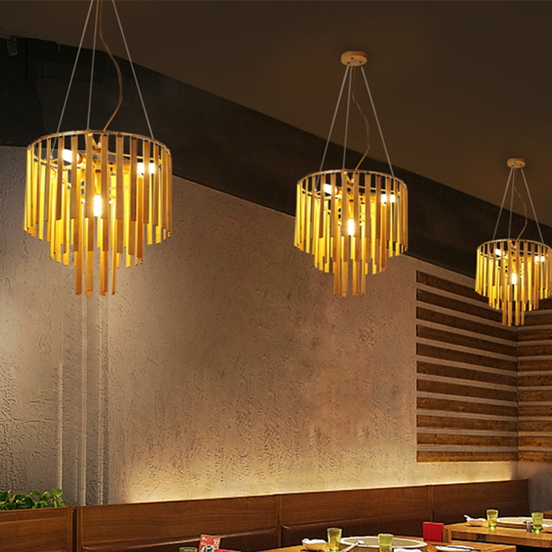 Minimalist Bamboo Pendant Lighting Fixture Dining Room Ceiling Chandelier