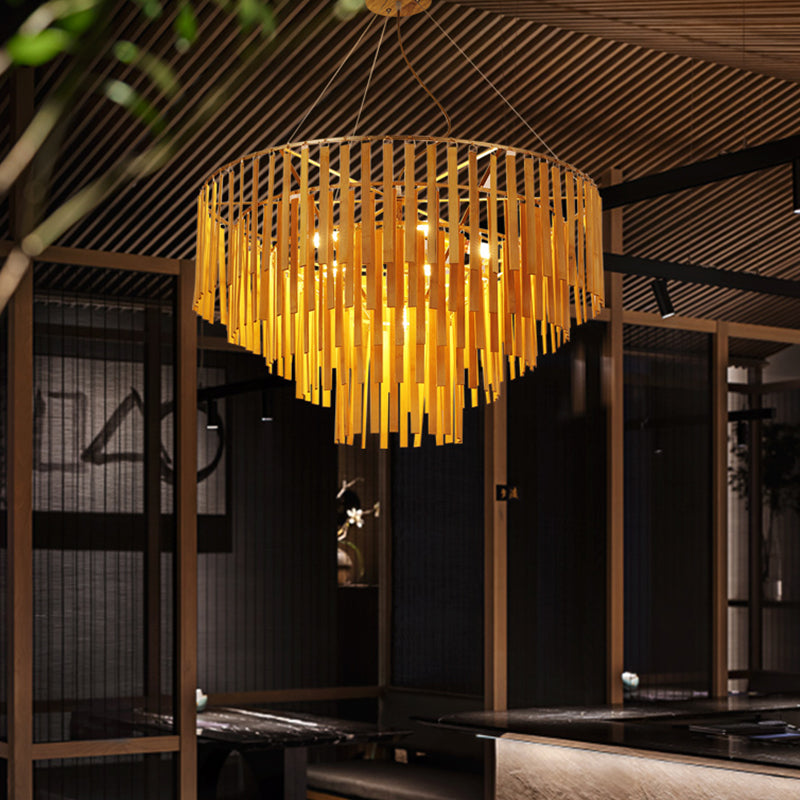 Minimalist Bamboo Pendant Lighting Fixture Dining Room Ceiling Chandelier