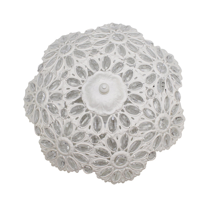 White 3 Lights Ceiling Lamp Art Deco Metal Bowl Flush Mount Lighting Fixture for Living Room