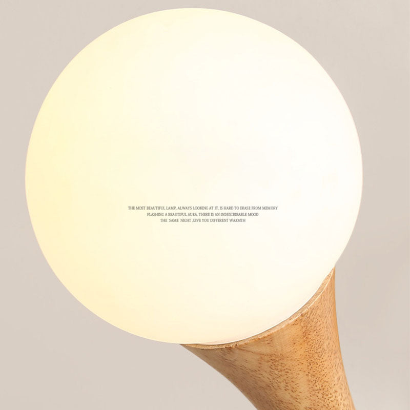 Modern Ceiling Lamp Simplicity Wooden Bedroom Chandelier with White Glass Shade