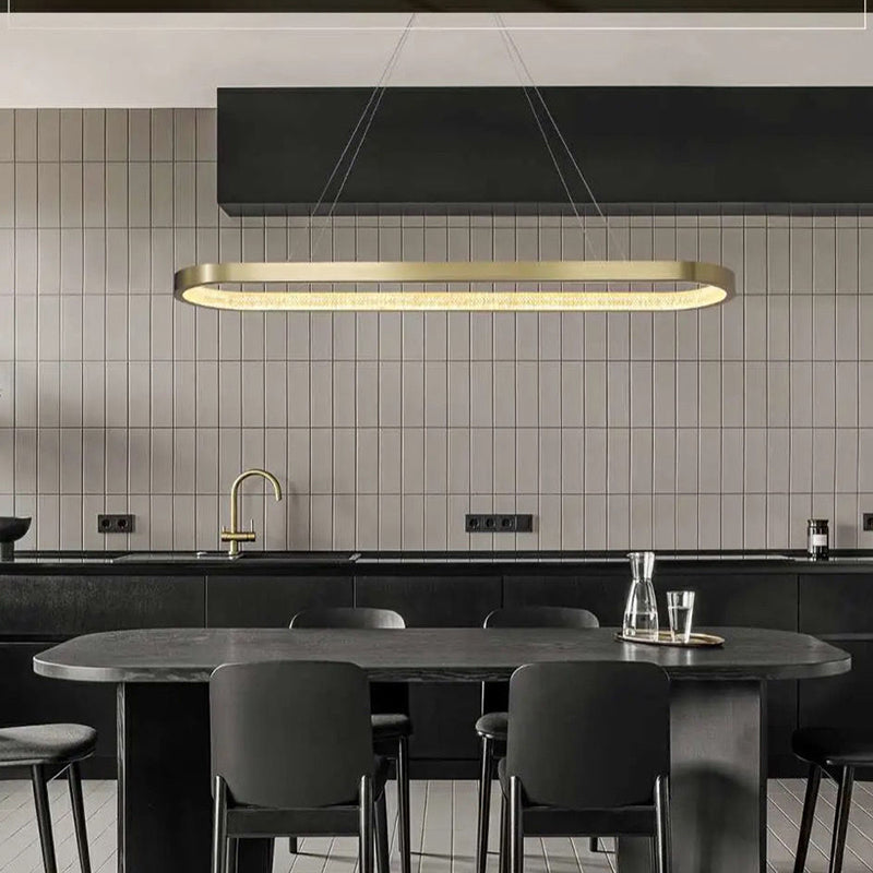 Estilo moderno colgante colgante en forma de metal ovalado 1 luz de la luz de la luz en oro