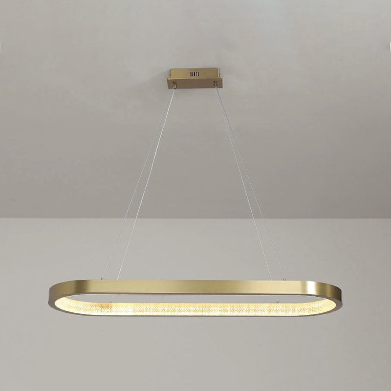 Estilo moderno colgante colgante en forma de metal ovalado 1 luz de la luz de la luz en oro