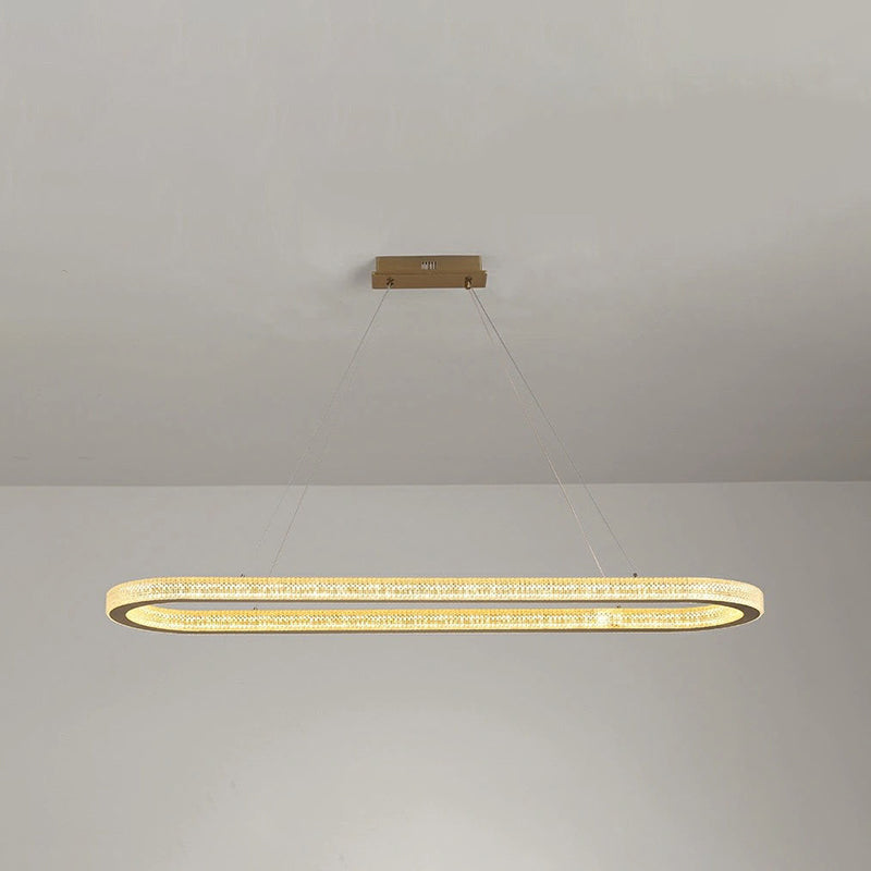 Estilo moderno colgante colgante en forma de metal ovalado 1 luz de la luz de la luz en oro