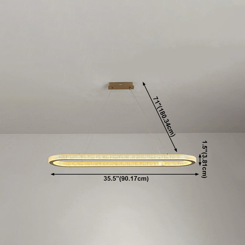 Estilo moderno colgante colgante en forma de metal ovalado 1 luz de la luz de la luz en oro