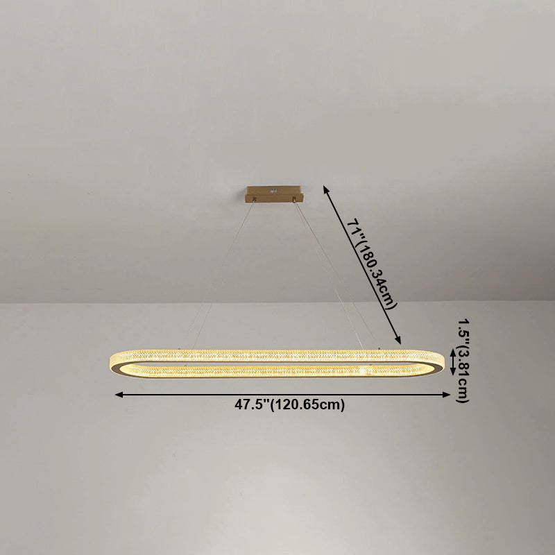 Estilo moderno colgante colgante en forma de metal ovalado 1 luz de la luz de la luz en oro