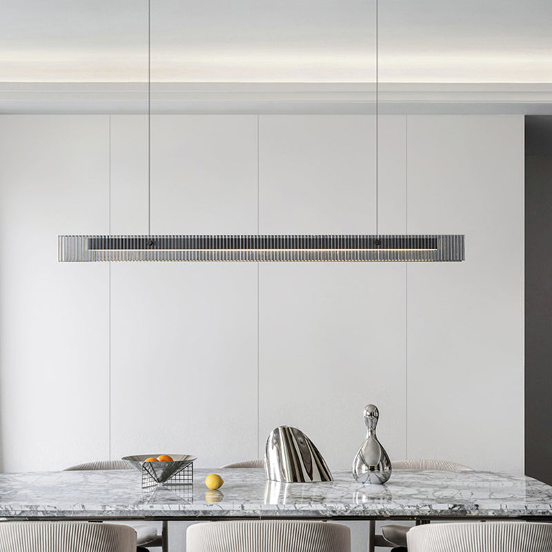 Moderna isla simple de metal rectangular en forma rectangular 1 Light Island Light para restaurante