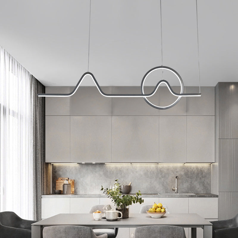 Estilo moderno lineal isla colgante de metal simple luz de metal para restaurante