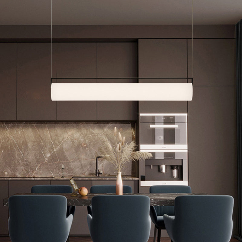 Luces de lámpara de araña de isla LED moderna Cilíndrica blanca de la isla de iluminación de la isla