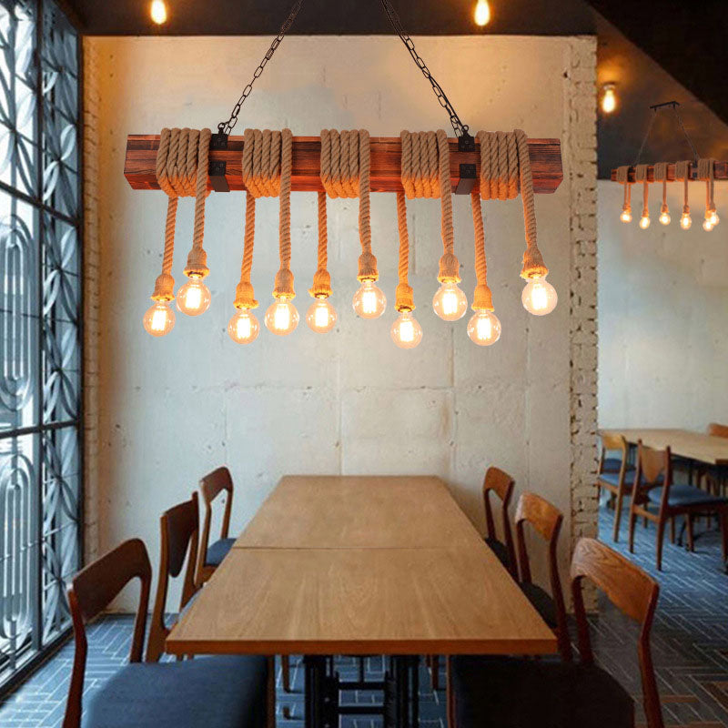 Vintage Hemp Rope Pendant Light American Industrial Style Retro Hanging Lamp