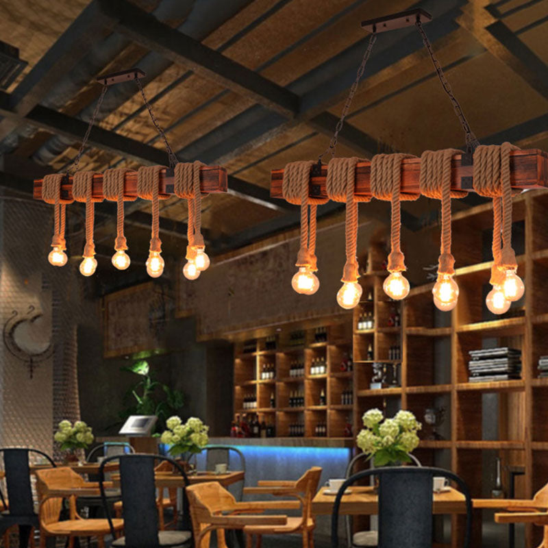 Vintage Hemp Rope Pendant Light American Industrial Style Retro Hanging Lamp
