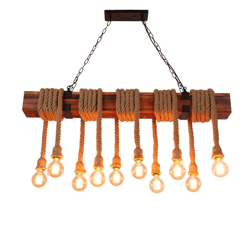 Vintage Hemp Rope Pendant Light American Industrial Style Retro Hanging Lamp